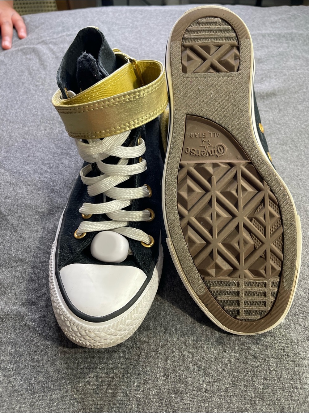 Converse Black and Gold High-Top Sneakers
